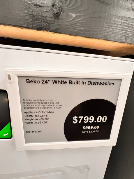 Beko 24 inch white built-in dishwasher. DUT36522W