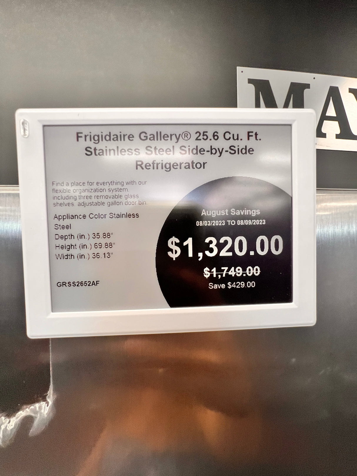 Frigidaire gallery 25.6 ft.³ stainless steel side-by-side refrigerator GRSS2652AF