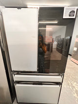 Samsung bespoke 29 ft.³ charcoal glass custom panel ready French door refrigerator with family home. RF29BB8900 AC.