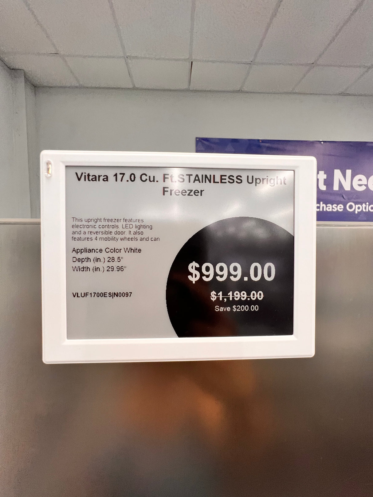 VITARA 17.0 ft.³ stainless upright freezer VLUF 1700ES/SD