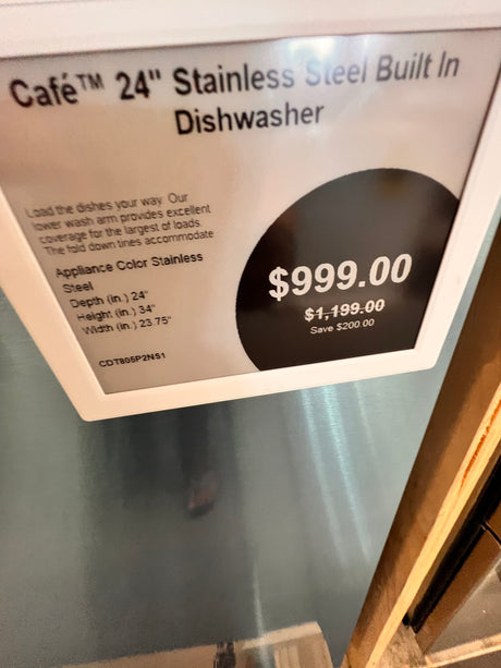 Café 24 inch stainless steel built-in dishwasher. CDT805P2NS1.