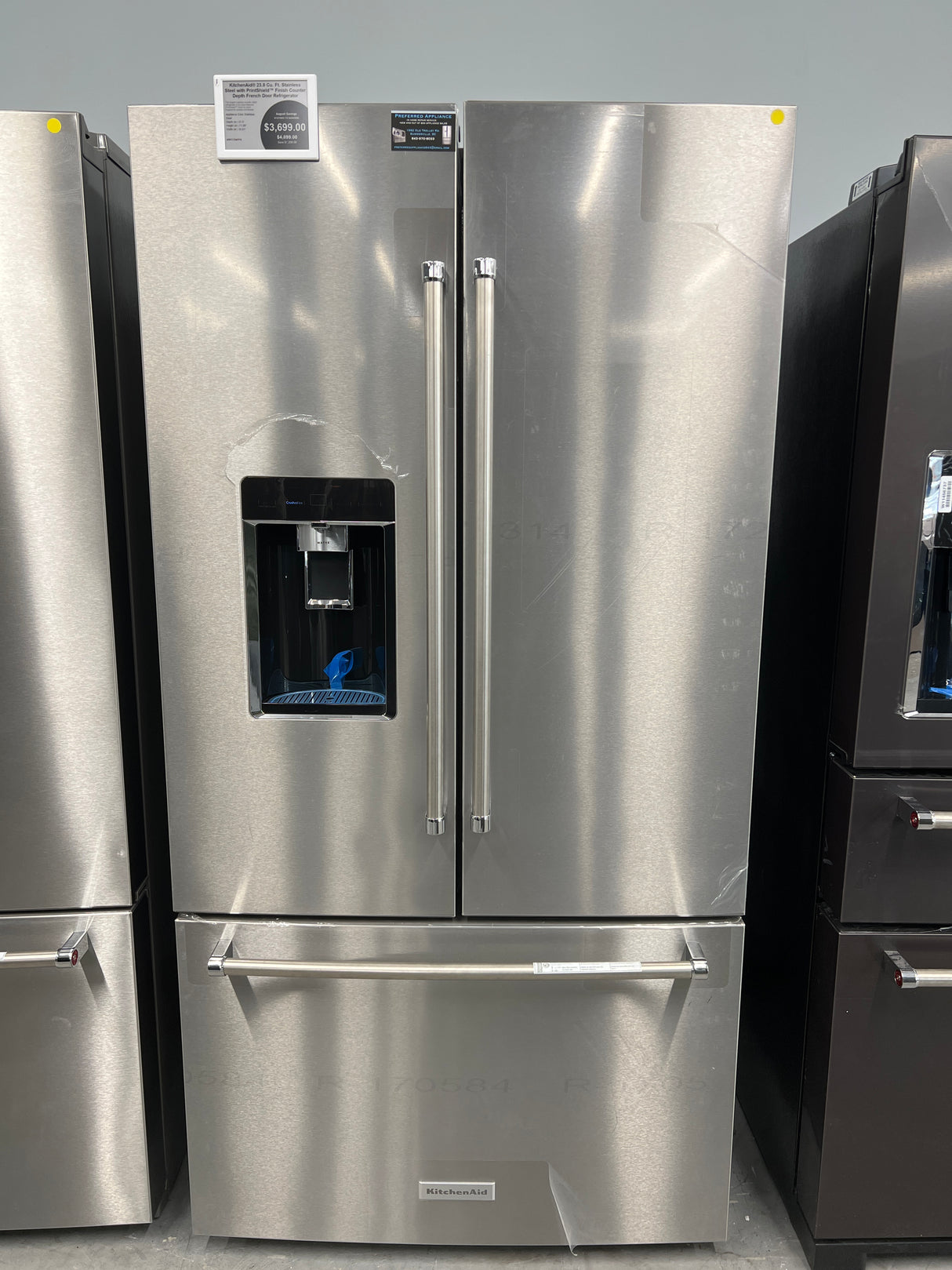 KRFC704FPS kitchenAid 23.8 ft.³ stainless steel with print shelled finish counter depth French door refrigerator.