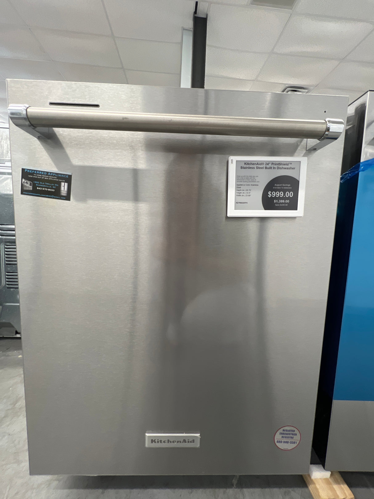 KDTM404KPS kitchenAid 24 inch print shield stainless steel built-in dishwasher