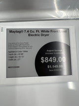 MED7230HW Maytag, 7.4 ft.³ white frontload electric dryer.