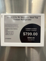 LTCS20020S LG 20.2 ft.³ stainless steel top freezer refrigerato