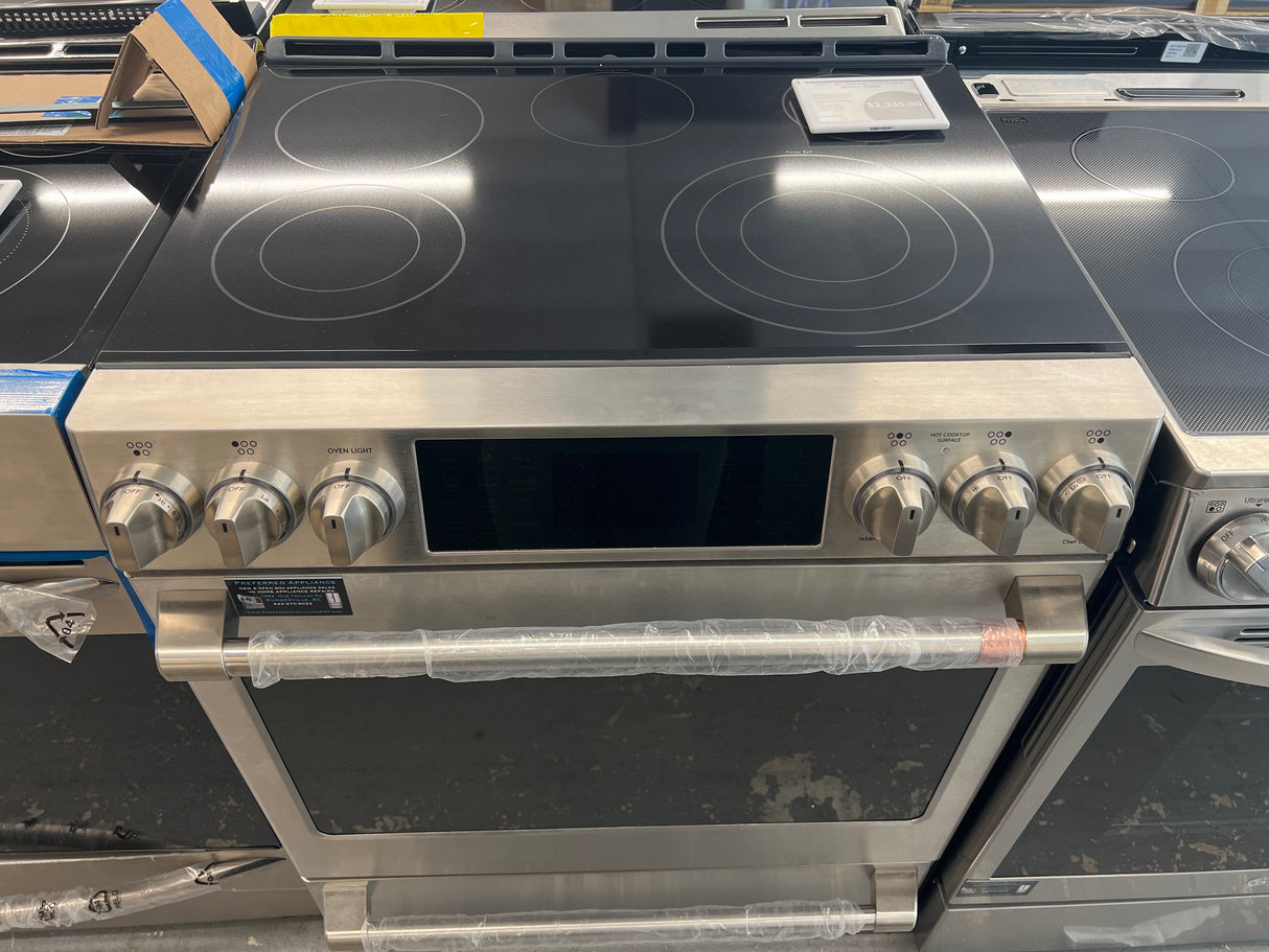 Cafe 30” Stainless Steel Slide In Electric Range. CES700P2MS1